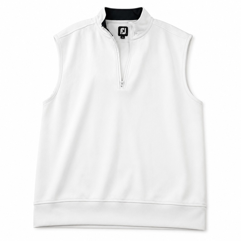 FootJoy Golf Vest Mens Medium White Quarter 1/4 Zip Pullover Sleeveless Golfcore